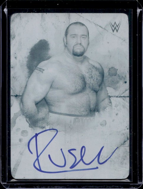 2018 Topps WWE Undisputed Rusev Auto Autogramm Druckplatten schwarz #1/1