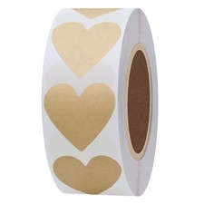 Hybsk Kraft Heart Stickers Valentine's Day Crafting Scrapbooking 30mm Adhesive