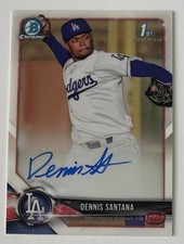 Dennis Santana Dodgers Pirates 2018 Bowman Chrome Auto Autograph Rookie RC