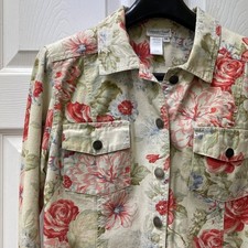 Vintage Coldwater Creek Med Floral Tapestry Jacket Cottagecore Cropped Boho 90's