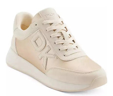 DKNY Oaks Logo Appliqu  Lace Up Sneakers Women's Bone Metallic Lace-up A77 SIZ 7