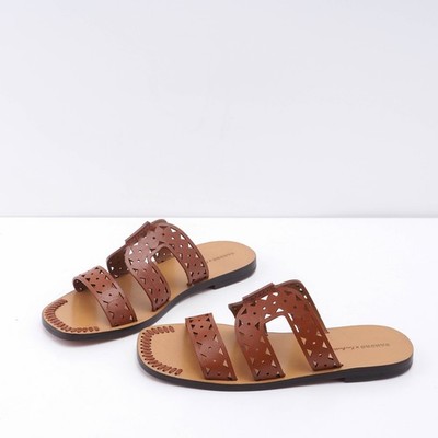 Sandro x Louis Barthelemy Sandalen Flats SINE Braun Leder UK 4 EU 37 Frühling