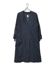 MICHEL KLEIN                    Collarless long trench coat navy FKVKC-35230