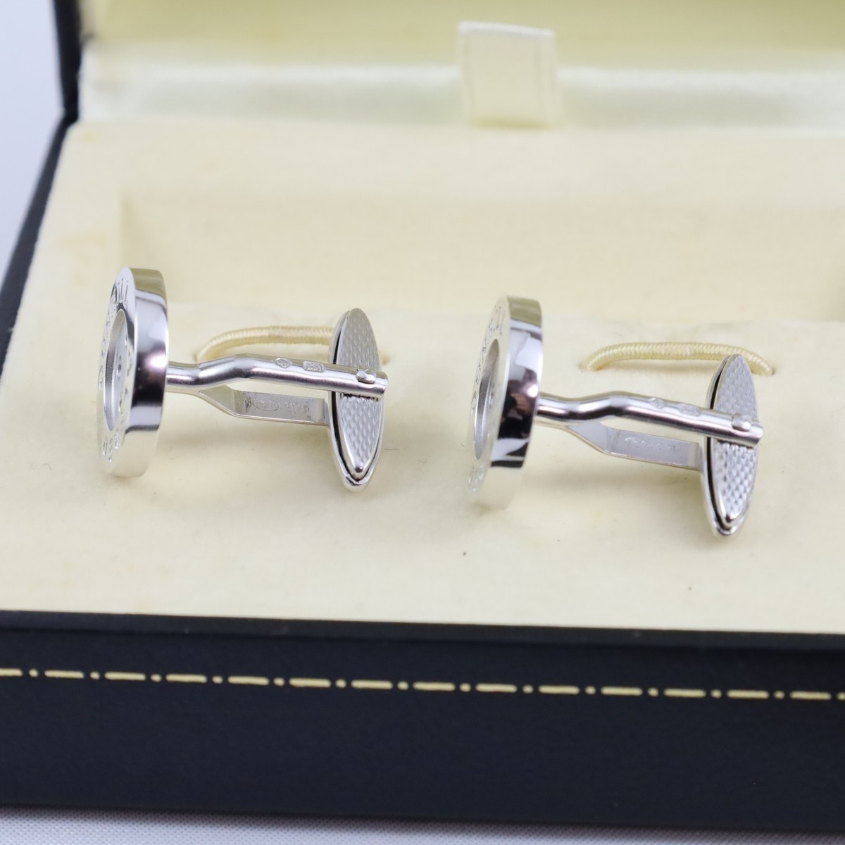 Alfred Dunhill Sterling Silver 925 Button Cufflinks Round Classic