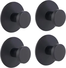 4 Pack Heavy Duty Stainless Steel Adhesive Hooks - 10LB Weight Capacity, No Dril