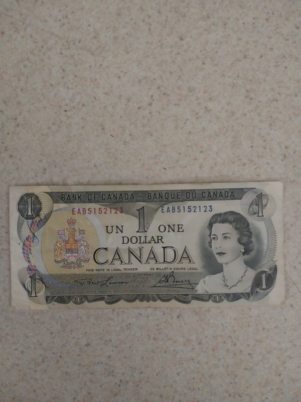 1973 Bank of Canada Canada $1 One Dollar Banknote Circulated Ungraded