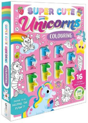 Sparkpool Super Cute Unicorns Colouring (Taschenbuch) Book and Crayon Set