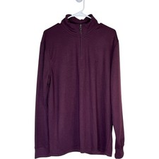 Chaps Mens Rich Ruby Red Textured Quarter Zip Long Sleeve Pullover Sweater L