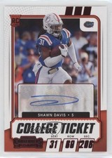 2021 Panini Contenders Draft Picks College Game Ticket Red Shawn Davis Auto 0il7