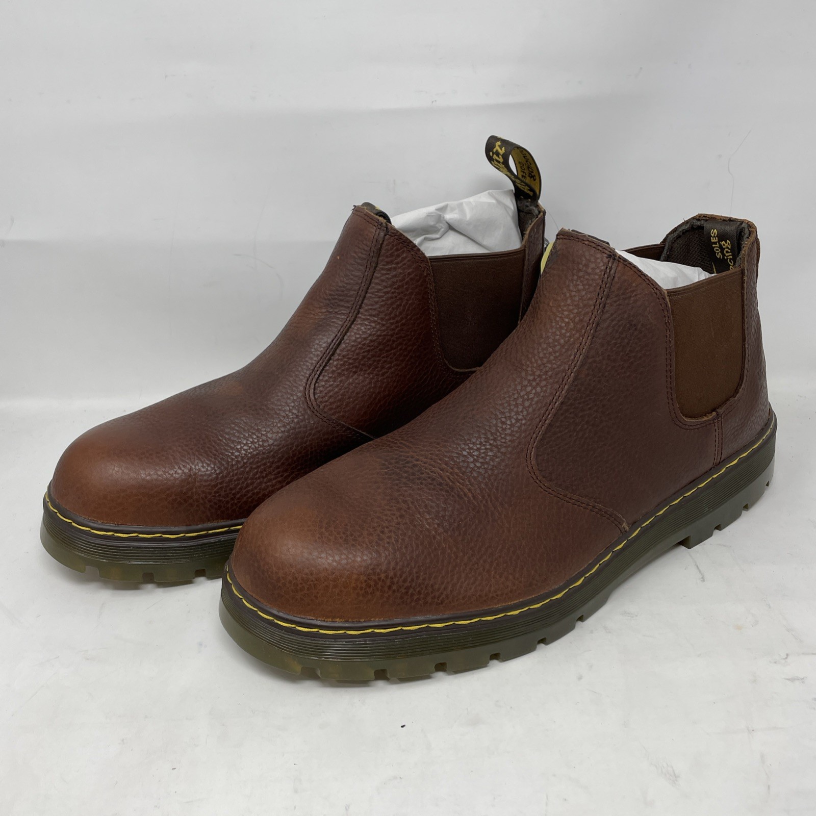 's Steel Toe Brown Slip On Boots Size 16