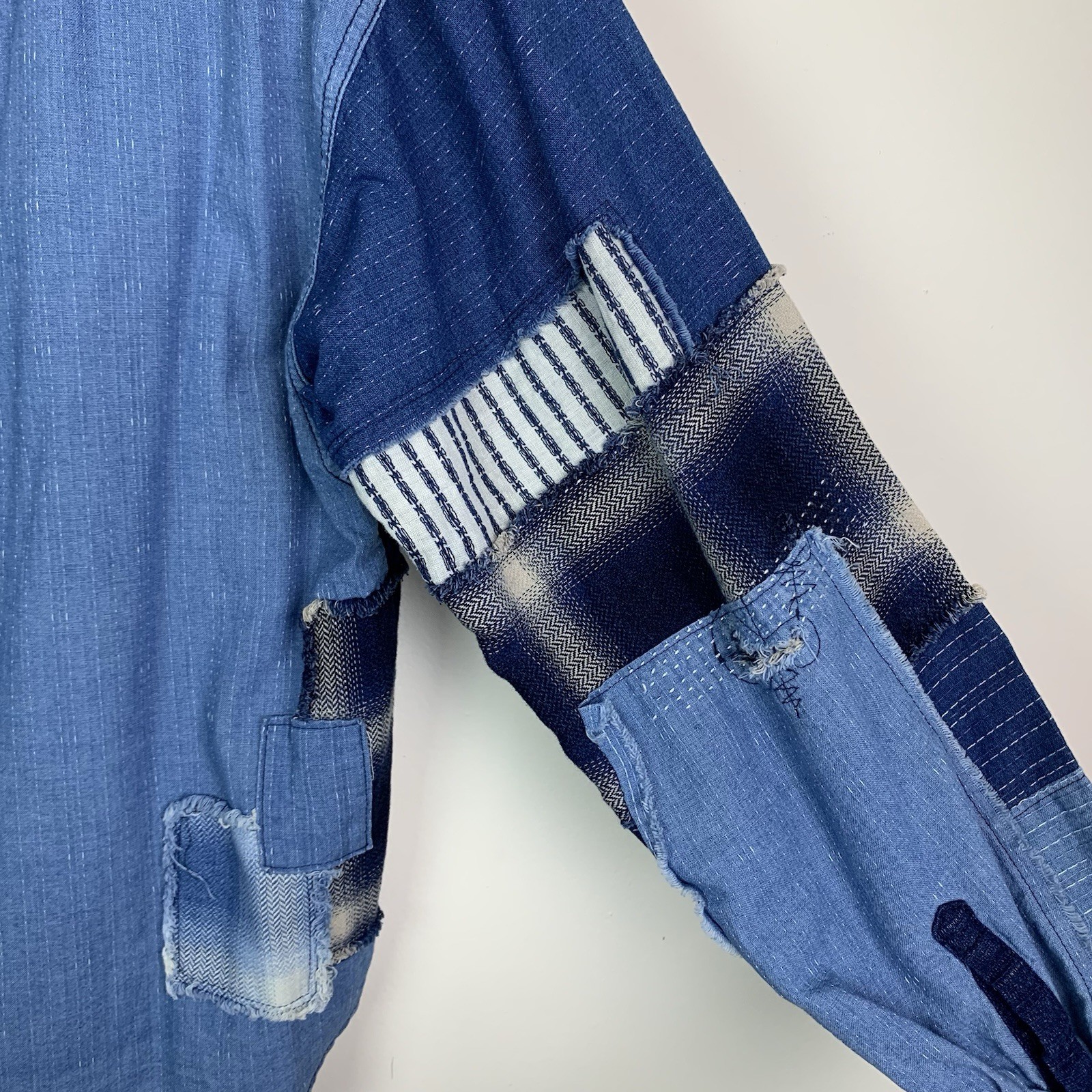 Free People Indigo Sky Patchwork Button Front Den… - image 13