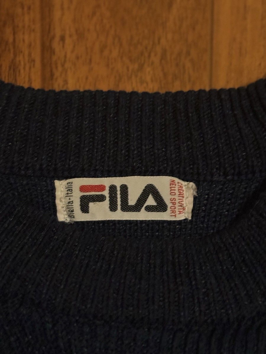 Vintage 1980s FILA Ski Wool Crewneck Sweater Red White blue