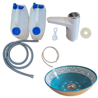 Easy Fit Wasserhahn-Set Wohnmobil MIT blau gemusterter SPÜLE / Kaltwasser 