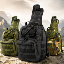 Tactical MOLLE Sling Bag 1000D Nylon EDC Chest Pack 3-Way Carry Hiking 5 Colors