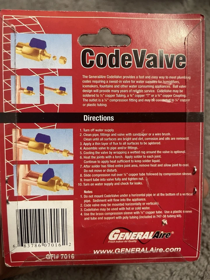 1/4 Turn Ball Valve | GeneralAire Humidifier CodeValve GCV3412 - Image 2 of 4