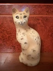 Fenton Opal Satin Stylized Jungle Cat Leopard Painted Signed J. Dowler 5065