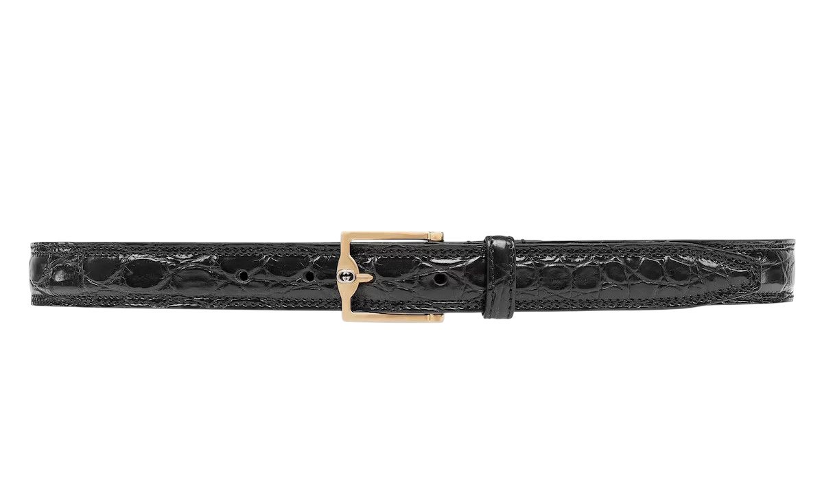 Authentic Men's Gucci GG Supreme Millenium Alligator Belt 715600