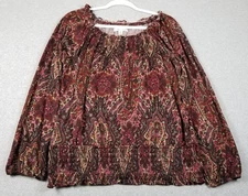 JOHN PAUL RICHARD Top Women’s Extra Large XL Floral Paisley Long Sleeves Boho
