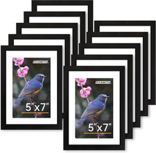5X7 Picture Frame Set of 10, Photo Frame Bulk with HD Plexiglass, Display Pictur