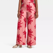 Women's Slub Crepe Printed Pants - A New Day