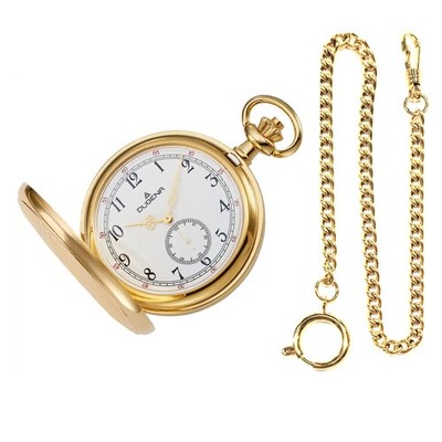 Dugena 4461235 Savonette Goldfarben Taschenuhr mit Kette, kleine Sekunde