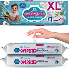 240 Count, Aloe  Vitamin E, Large Unscented Baby Wipes 9.5x9.5 in