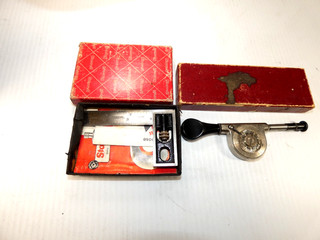 Vintage Starrett No. 4 50109 double square and Starrett No. 107 speed indicator