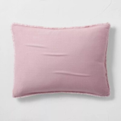 CASALUNA Standard Pillow Sham Heavyweight Linen Blend Mauve Pink from Target