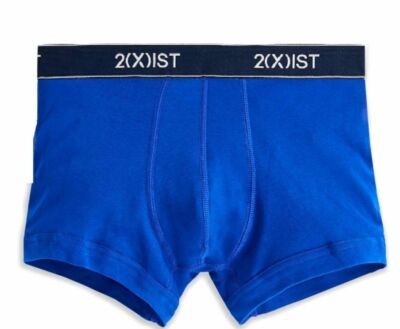 $46 2xist Underwear Men Blue Cotton Essential Boxer Brief No-Show Trunk Size S
