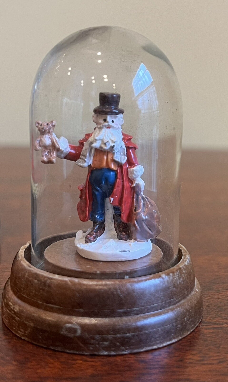 Vintage decorated Christmas Tree Under Glass Dome 5” Cloche Ornaments