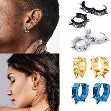 Men's Women's Punk Huggie Hoop Earrings Stainless Steel Spike Ear Studs Earrings