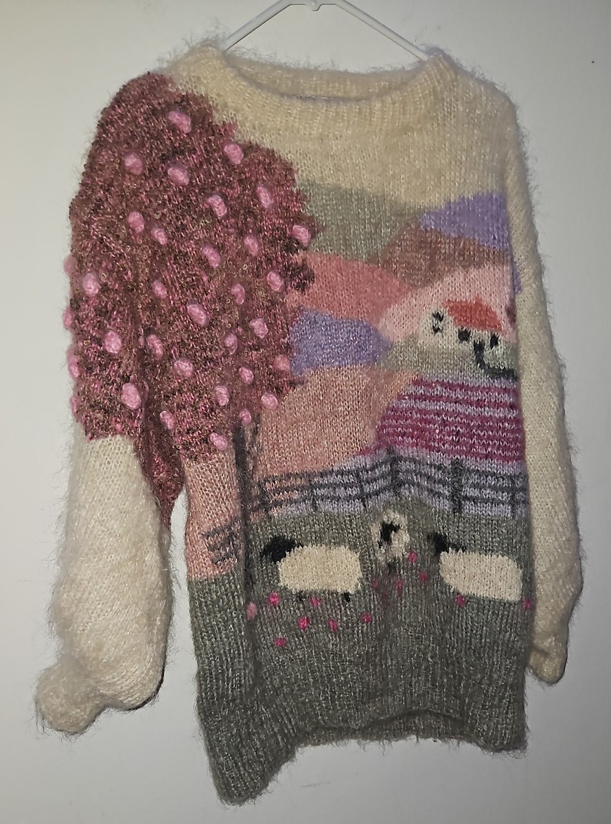 Vtg 80's Susie Lee Mohair Sheep Sweater Women's Size Large Vtg 80's Susie Lee Mohair Sheep Sweater Women's Size Large