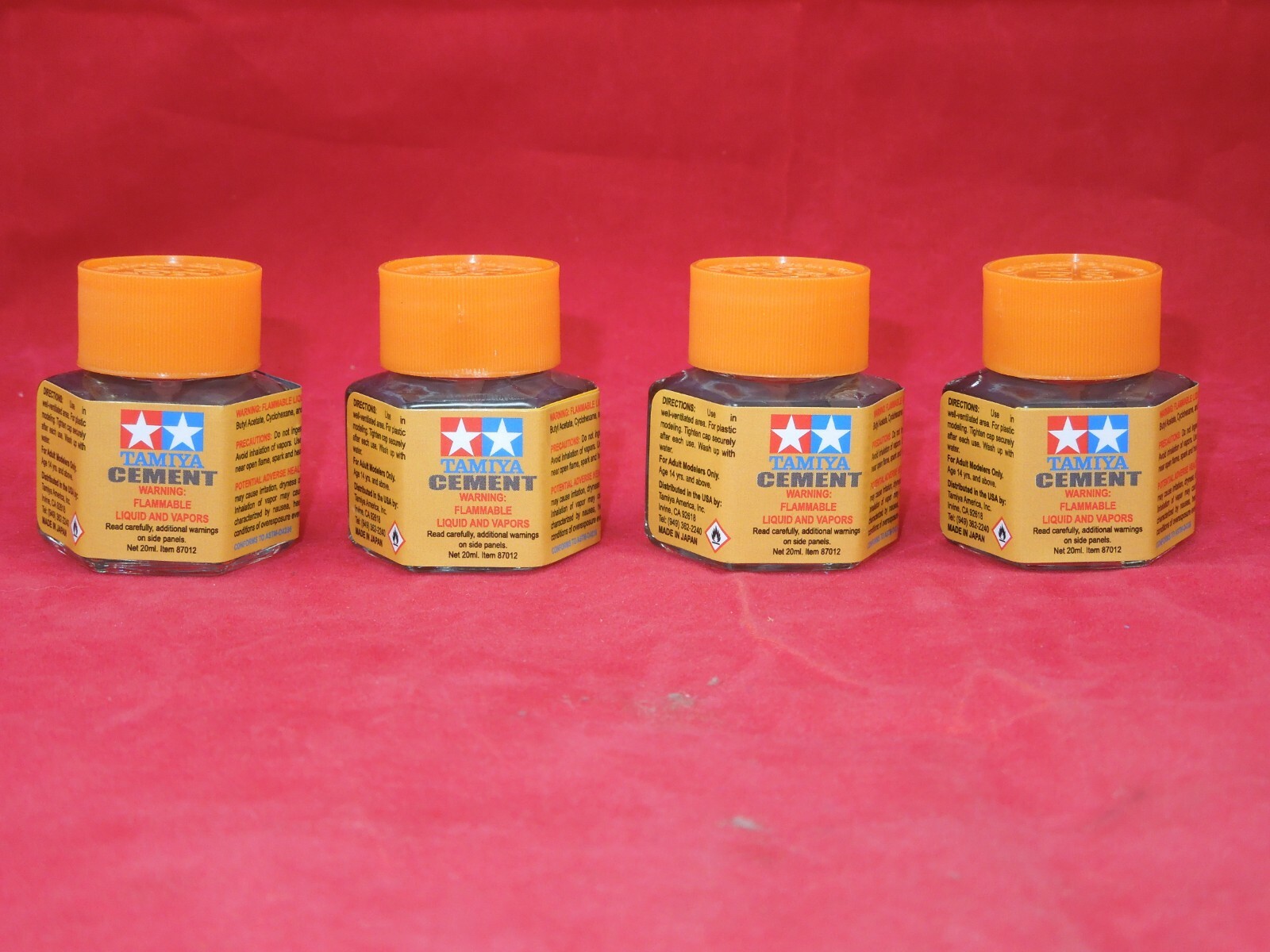(4) TAMIYA 87012 CEMENT PLASTIC MODEL GLUE 20 ml MODELING 4 