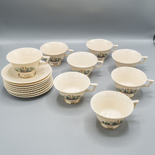 Lenox Rutledge Footed Cup & Saucers- Set of 8 - Enamel - FREE USA SHIPPING