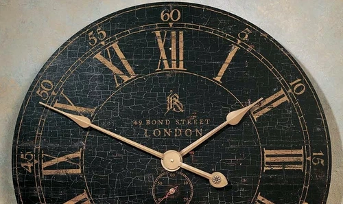 Bond Street Wall Clock Pendulum Crackled Finish Brass 30In ~ Uttermost 06030 - Picture 3 of 3