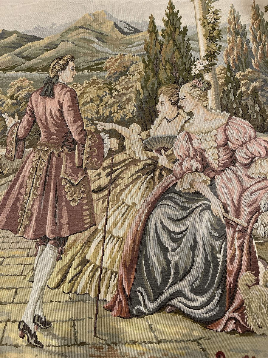 Antique Large French Tapestry Victorian Garden Scene 39x27” | eBay
