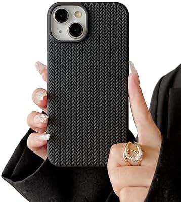 Case for iPhone 13/iPhone 14,Cute 3D Laid Braid Woven Pattern Desgin Solid Color