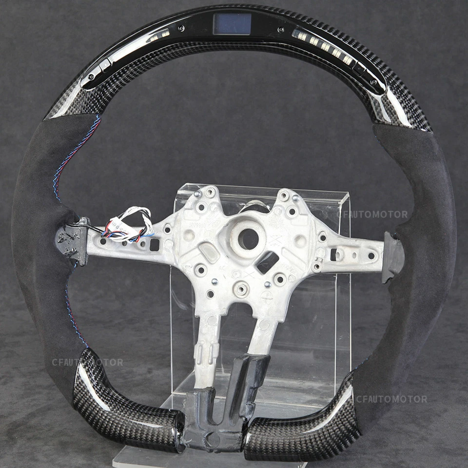 Carbon Fiber Alcantara LED Steering Wheel for BMW M2 M3 M4 M5 M8 F90 with Trim - Image 3 of 4