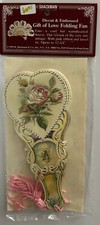 Vintage SHACKMAN COLLECTION Diecut  Embossed Gift Of Love Folding Fan Rare NIP