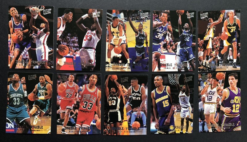 1994-95 Fleer Ultra Double Trouble Complete 10 Card Set NBA Miller Pippen Ewing