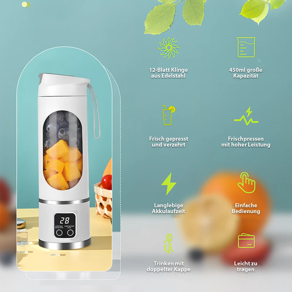 50W Smoothie Mixer USB Tragbarer Elektrisch Maker 450ML Mini Standmixer Blender - Bild 3 von 4