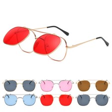 Vintage Square Flip Up Sunglasses Retro Metal Frame Steampunk Style Sun Glasses
