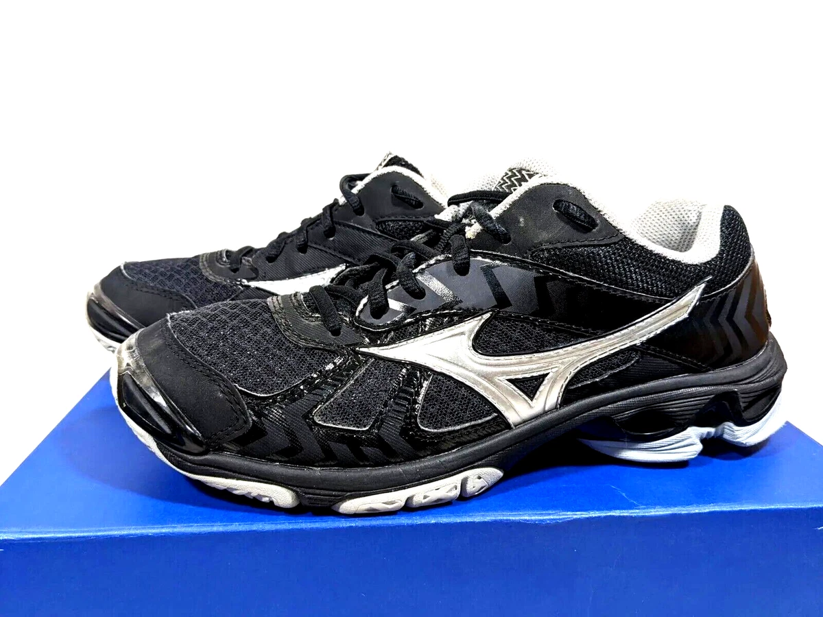 Women's Mizuno Wave Bolt 7 Size 9 Black/Silver Volleyball Shoes (V1GC186003) EUC