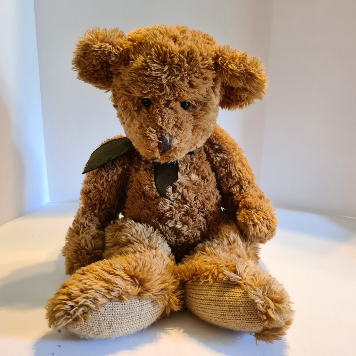 Russ Berrie Sutton Stuffed Animal Teddy Bear With Green Ribbon | eBay