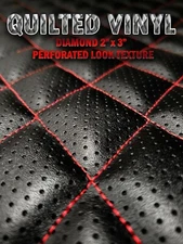Red Thread Quilted Vinyl Diamond 2"x3" Perforated Look Texture Fabric 3/8" Foam 