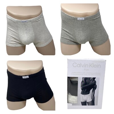 Calvin Klein Men's Underwear Cotton Stretch 3 Pack Trunk Black White NB3262900