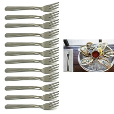 Set 12 Stainless Steel Cocktail Oyster Fork Dessert Appetizer Small 5 5/8" Fruit