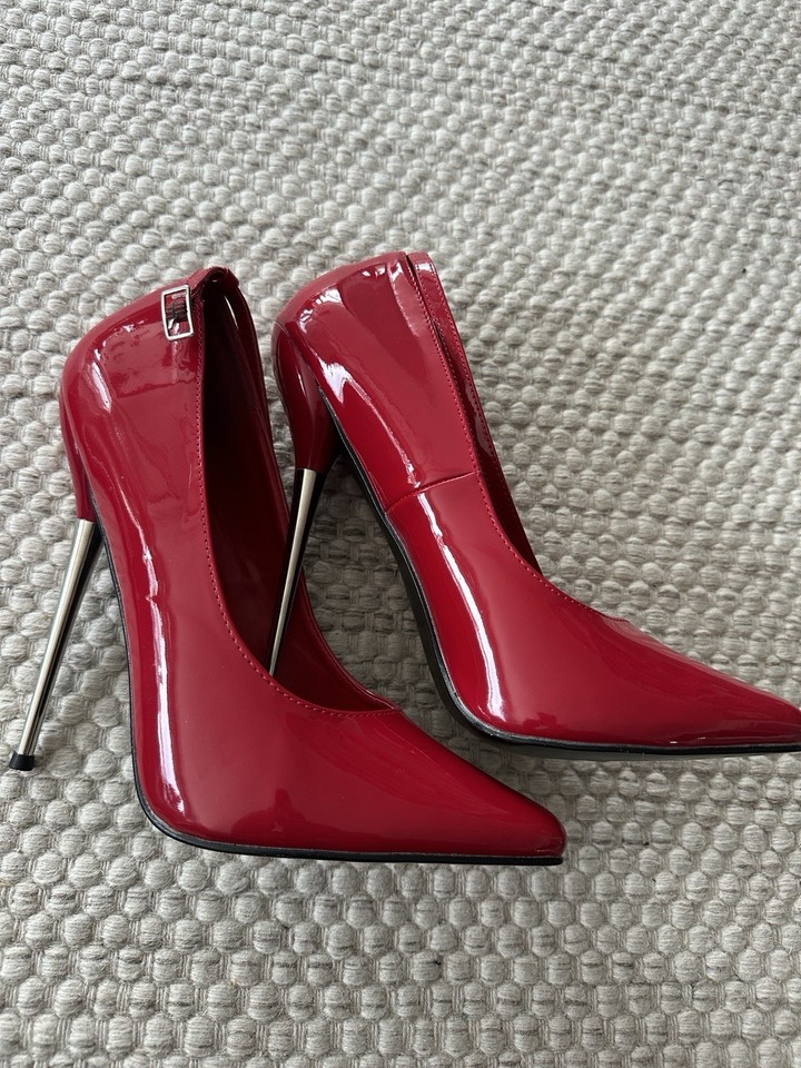 Devious House Devious Dagger-12 Damen Pumps Rot Lackleder Glanz Stiletto sehr hoch EU ...
