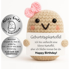 Handgefertigte Kartoffel Figur aus Strickwolle, Deko Glücksbringer