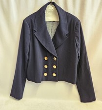 A New Day Women's Double Breasted Navy Blue Cropped Blazer Size L